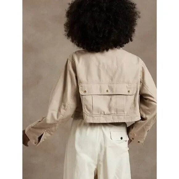 Banana Republic Utility Cropped Jacket - Black - Size Small Petitie - Picture 8 of 10